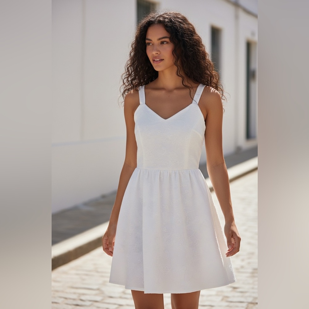 CHARLOTTE RUSSE WHITE FLORAL EMBROIDERY DRESS